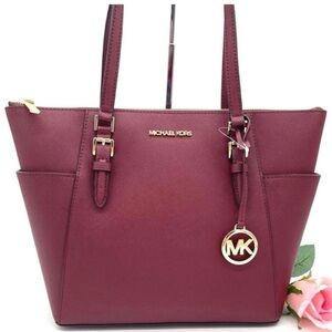 Michael Kors Large Charlotte Tote Bag Dark Cherry